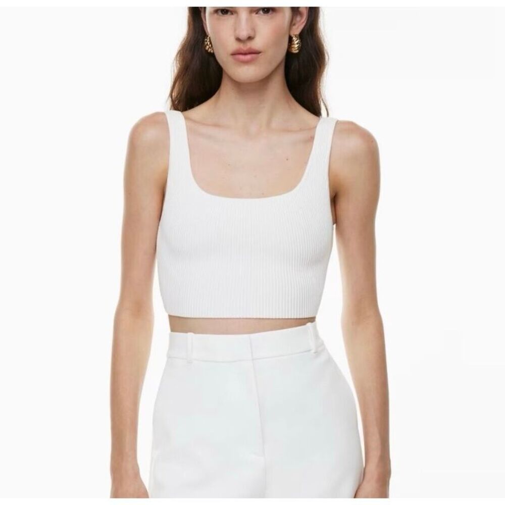 Aritzia Babaton Sculpt Knit Square neck Cropped Tank Size 2xs